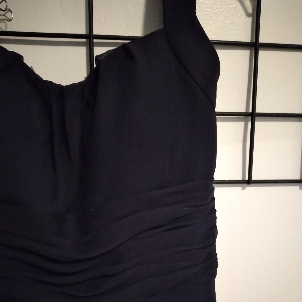 Navy Blue Chiffon Bridesmaids Dress